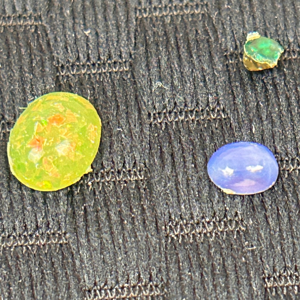 Natural Opal Gemstone Parcel 2.06ct‎ Green Lavender Blue Oval Cabochon 3pc Lot